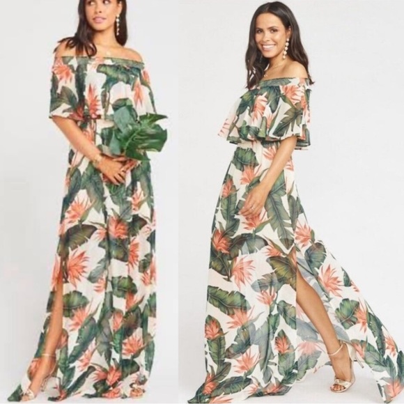 Show Me Your MuMu NWT Hacienda Maxi Dress in Paradise Found Chiffon, Tropical - Picture 4 of 5